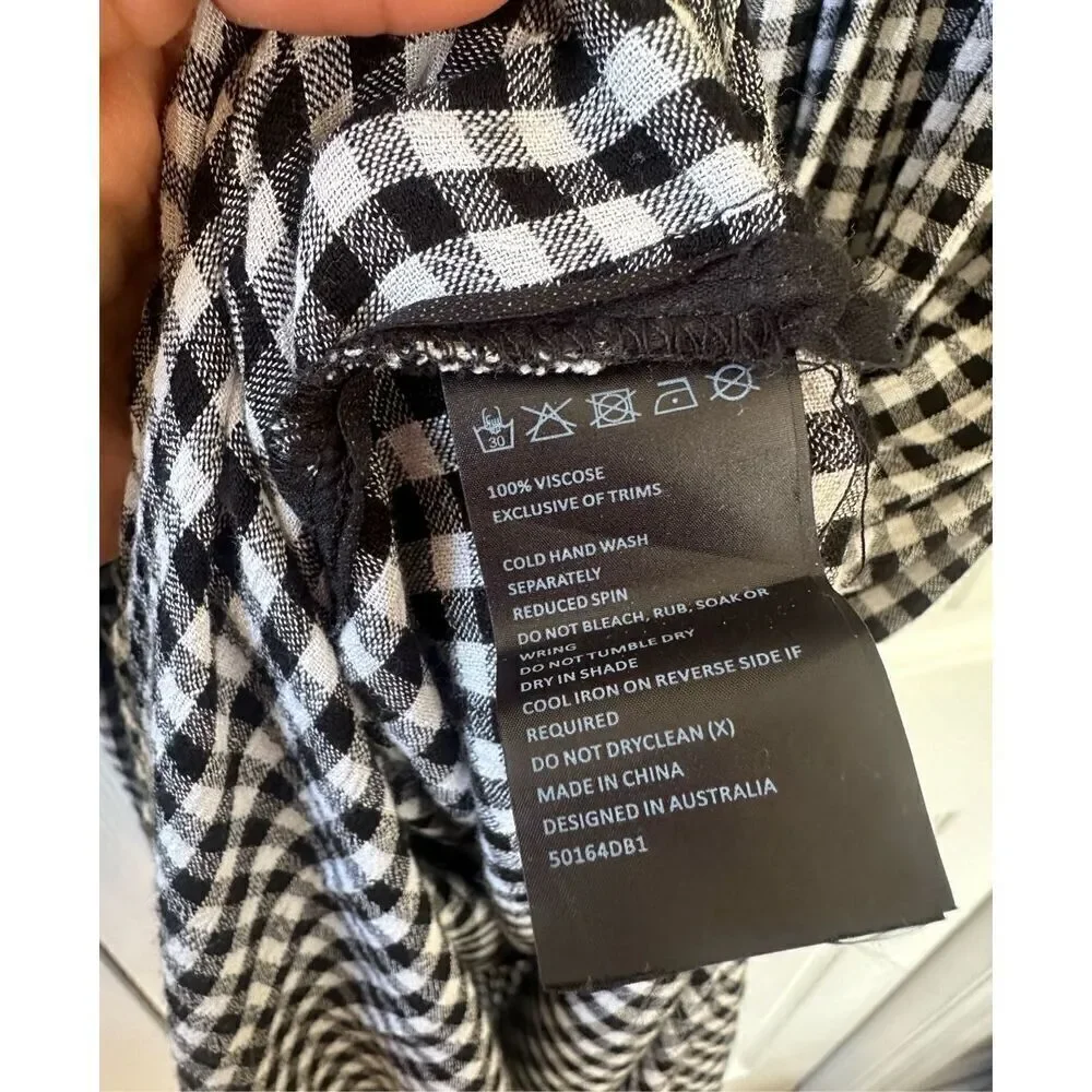 Bardot Cindy Gingham Black & White Off Shoulder Smocked MIDI dress